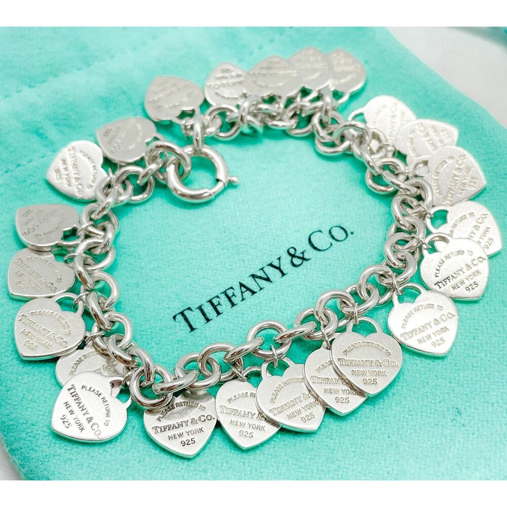 Tiffany & Co. Return to Tiffany Multi Heart Tag Bracelet Sterling Silver 7" - Picture 10 of 15